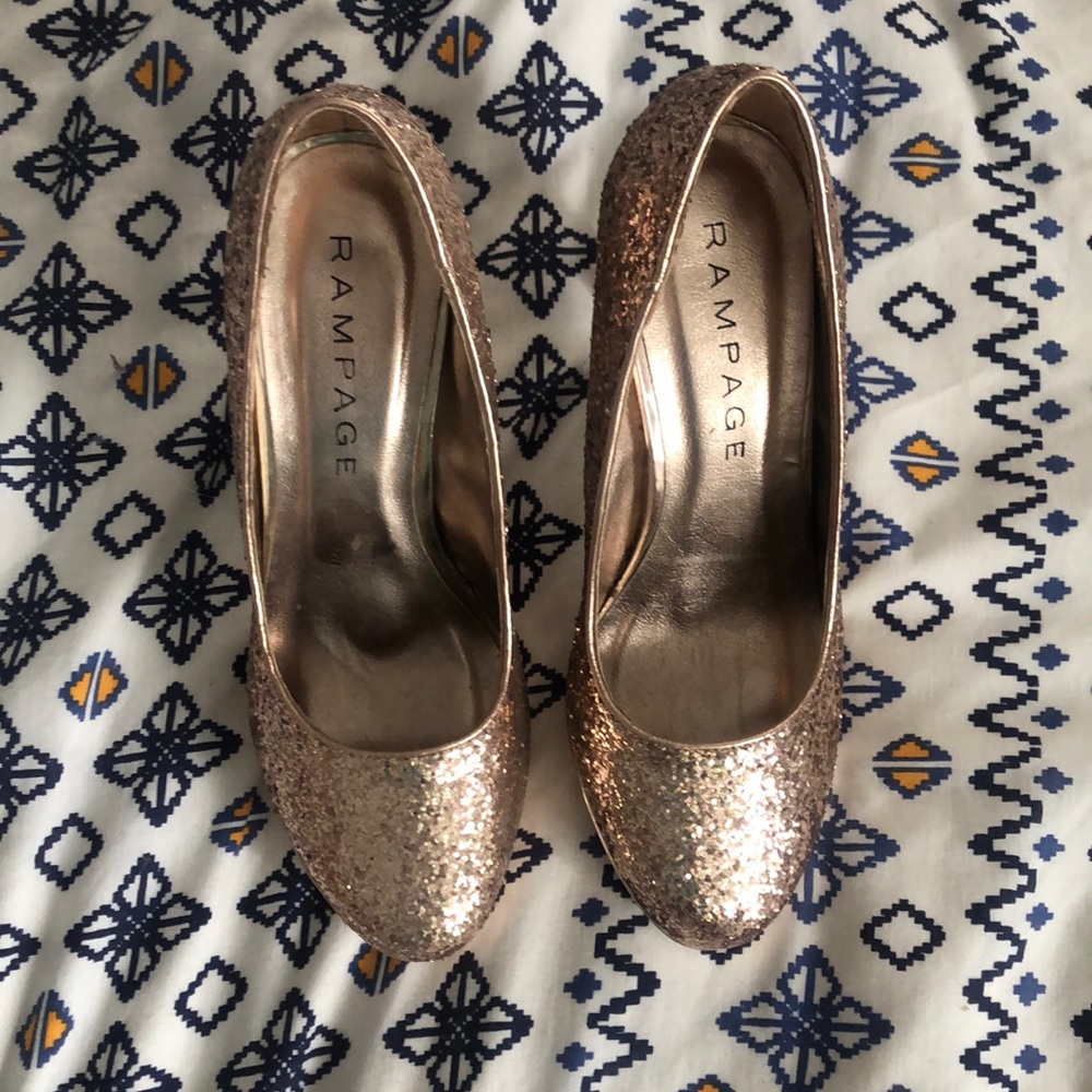 Rampage Rose gold glitter heels